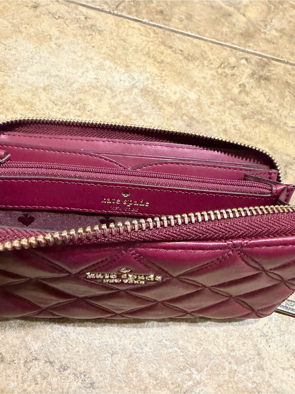 kate spade Quilted Leather Wallet - Wine - Picture 8 of 8